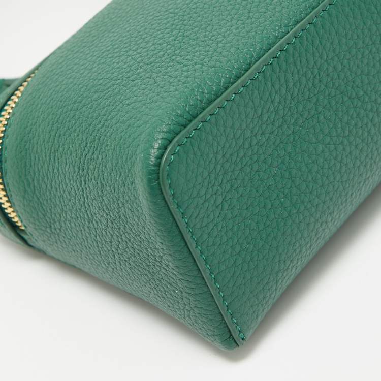 Pre Owned Loro Piana Green Leather Zip L19 Pouch