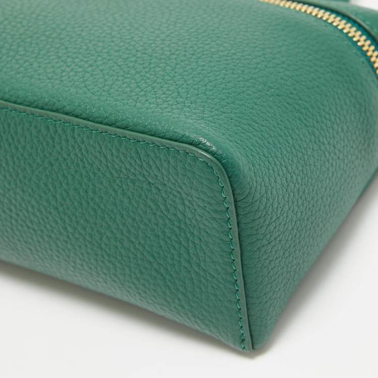 Pre Owned Loro Piana Green Leather Zip L19 Pouch