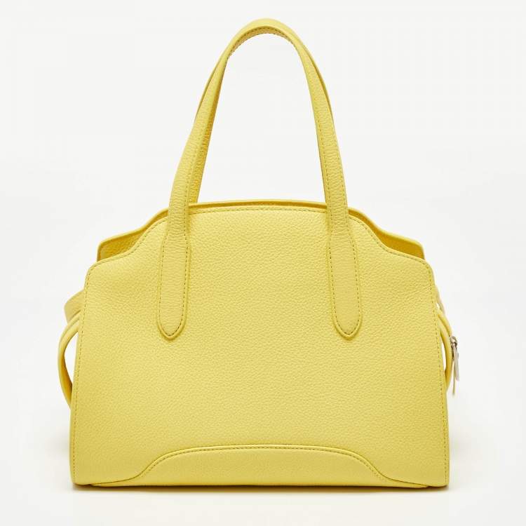 Pre Owned Loro Piana Yellow Leather Medium Sesia Tote