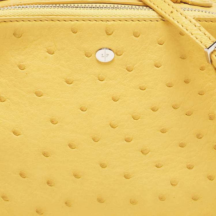 Pre Owned Loro Piana Yellow Ostrich Mini Clui Crossbody Bag