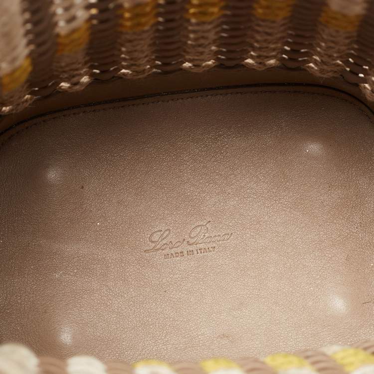 Pre Owned Loro Piana Beige Leather Woven  Bucket Bag