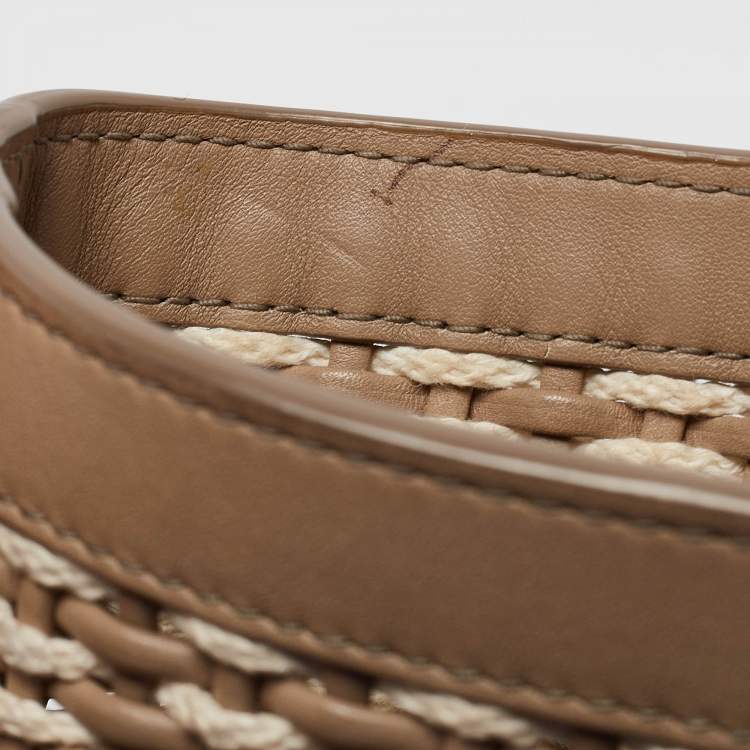 Pre Owned Loro Piana Beige Leather Woven  Bucket Bag