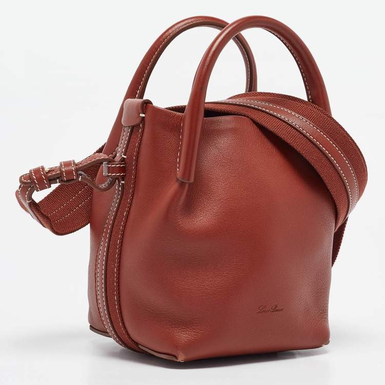 Pre Owned Loro Piana Brick Brown Leather Micro Bale Shoulder Bag
