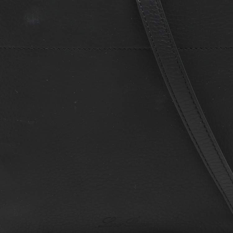 Pre Owned Loro Piana Navy Blue Leather Crossbody Bag