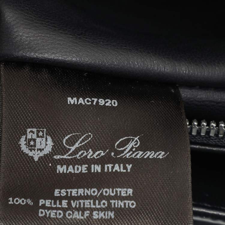 Pre Owned Loro Piana Navy Blue Leather Crossbody Bag