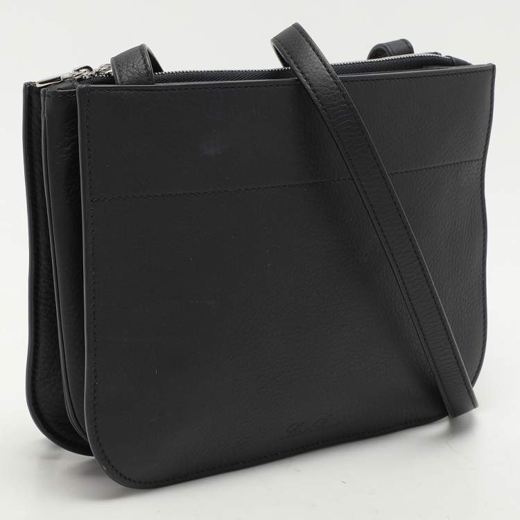 Pre Owned Loro Piana Navy Blue Leather Crossbody Bag