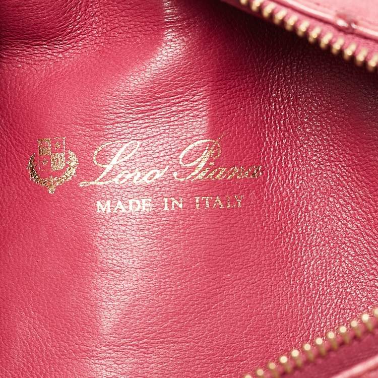 Pre Owned Loro Piana Fuchsia Pink Ostrich Leather Extra Pocket L19 Pouch