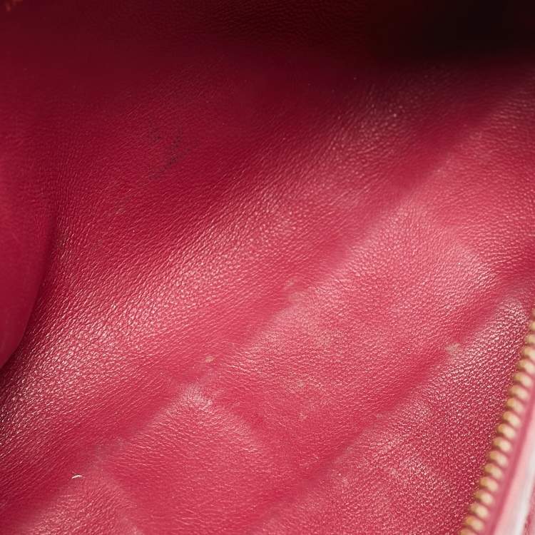 Pre Owned Loro Piana Fuchsia Pink Ostrich Leather Extra Pocket L19 Pouch