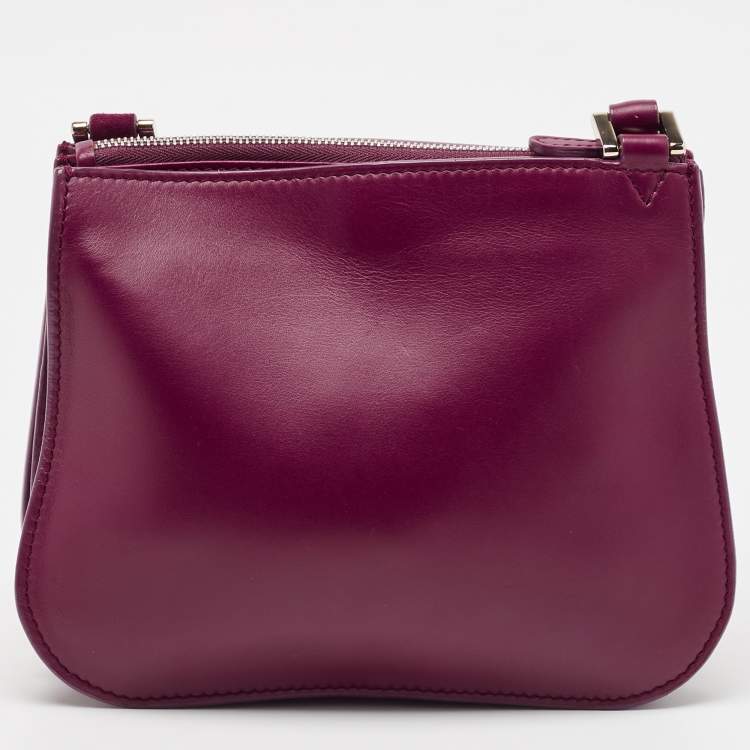 Pre Owned Loro Piana Purple Wilstitch Leather and Suede Milky Way Odessa Crossbody Bag