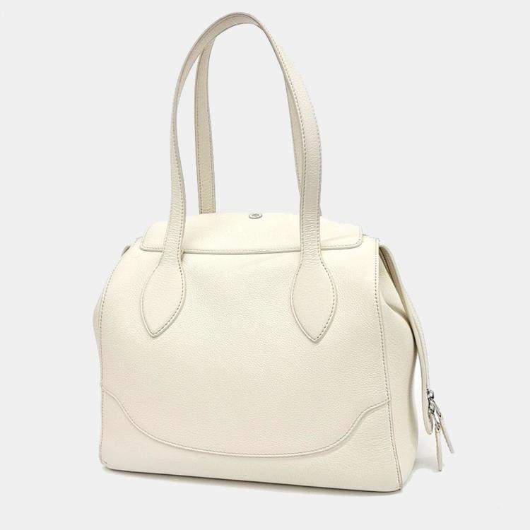 Loro Piana White Leather Sesia Happy Day Medium Bag Loro