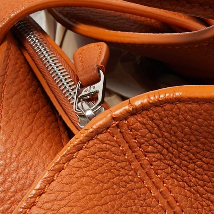 Pre Owned Loro Piana Orange Leather Bellevue Odessa Tote