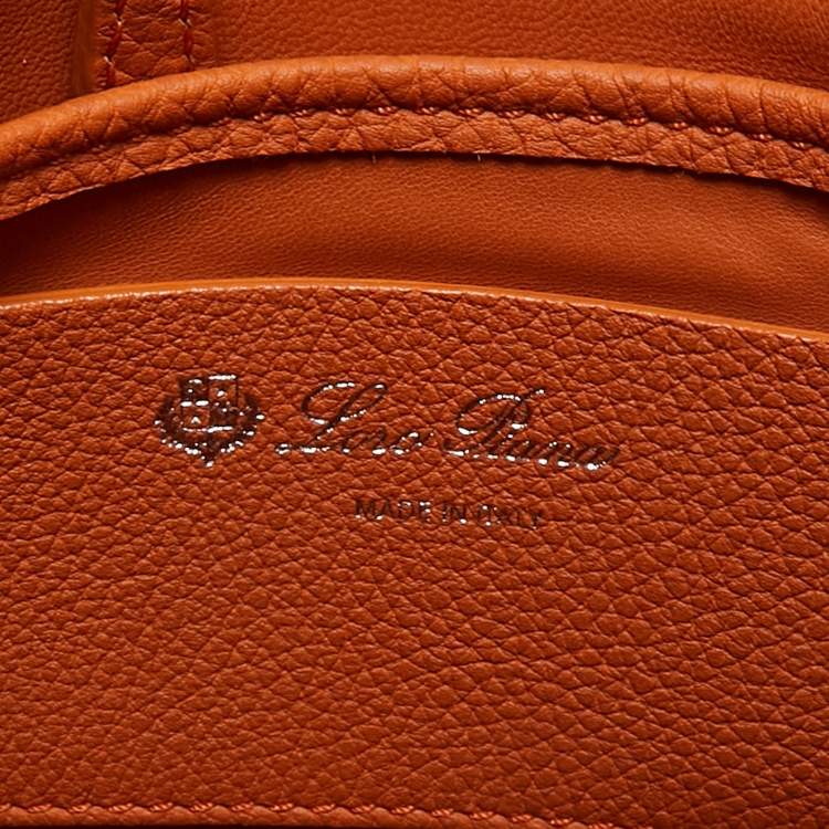 Pre Owned Loro Piana Orange Leather Bellevue Odessa Tote