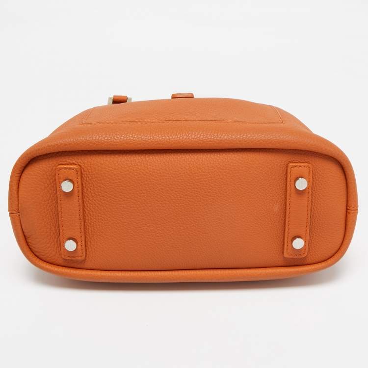 Pre Owned Loro Piana Orange Leather Bellevue Odessa Tote