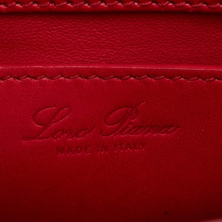 Pre Owned Loro Piana Red Croc Embossed Leather Cluisee Top Handle Bag
