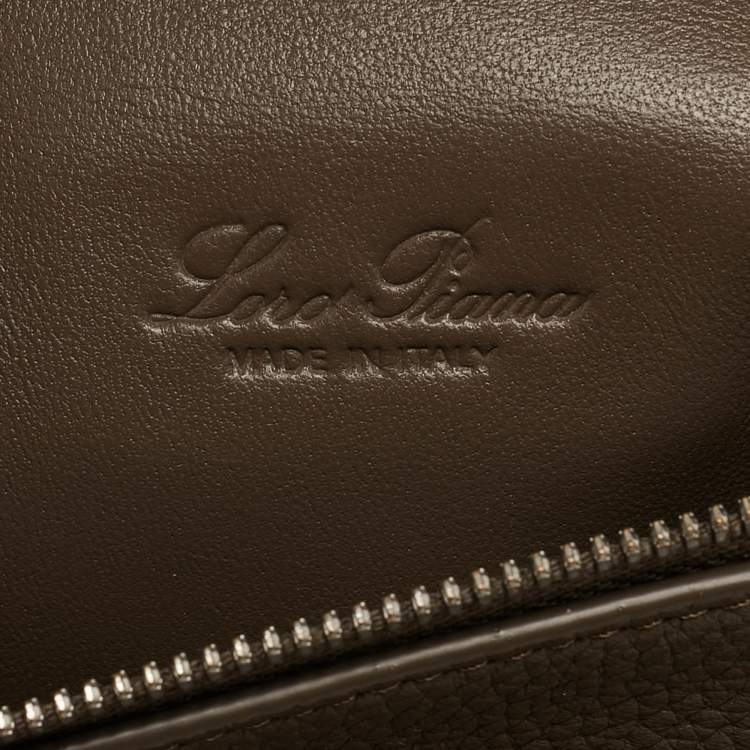 Pre Owned Loro Piana Dark Beige Leather Extra Pocket L19 Pouch Bag