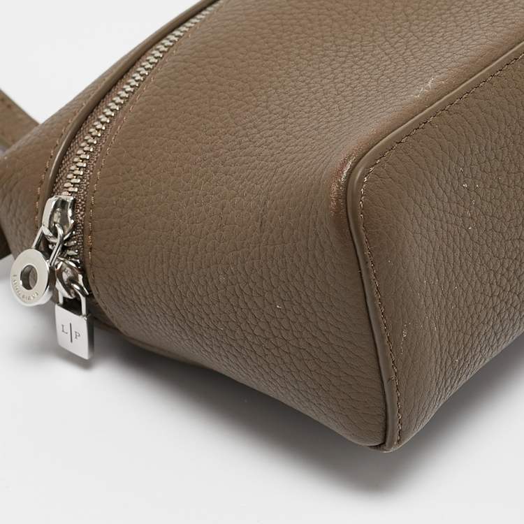Pre Owned Loro Piana Dark Beige Leather Extra Pocket L19 Pouch Bag