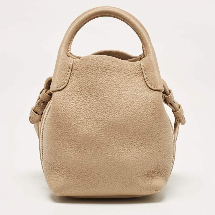 Pre Owned Loro Piana Beige Leather Micro Bale Bucket Bag