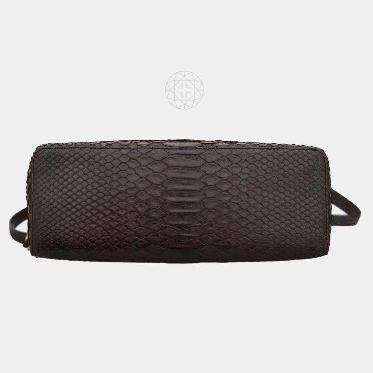 Pre Owned Loro Piana Dark Brown Python L27 Extra Bag 