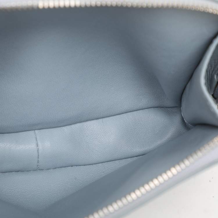 Pre Owned Loro Piana Grey Ostrich Leather Mini Clui Crossbody Bag
