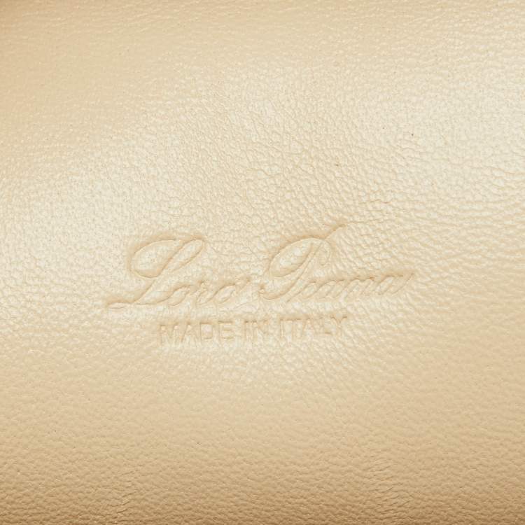Pre Owned Loro Piana Light Grey Ostrich Extra Pocket L27 Bag