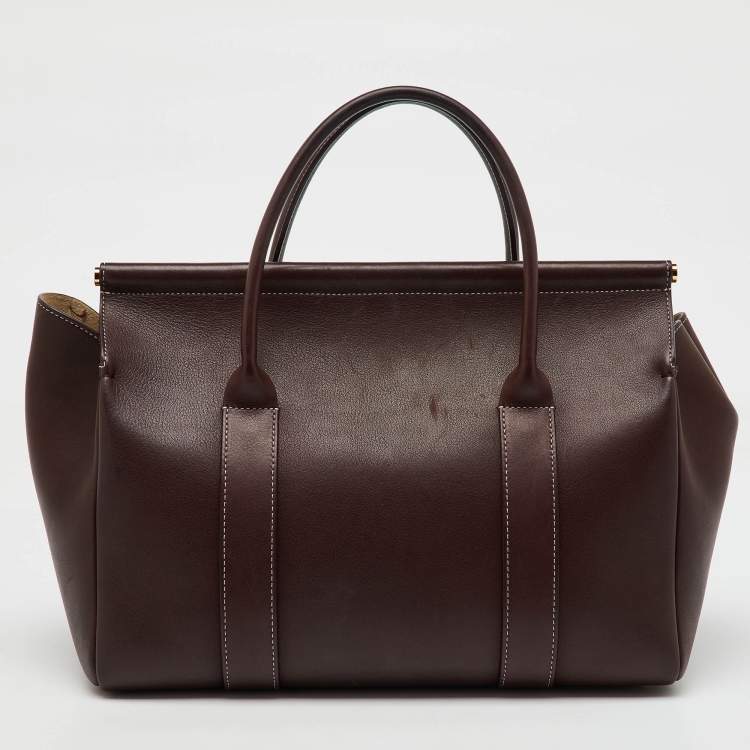 Pre Owned Loro Piana Dark Brown Leather Loom L32 Top Handle Bag