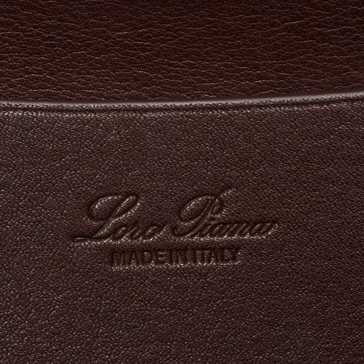 Pre Owned Loro Piana Dark Brown Leather Loom L32 Top Handle Bag