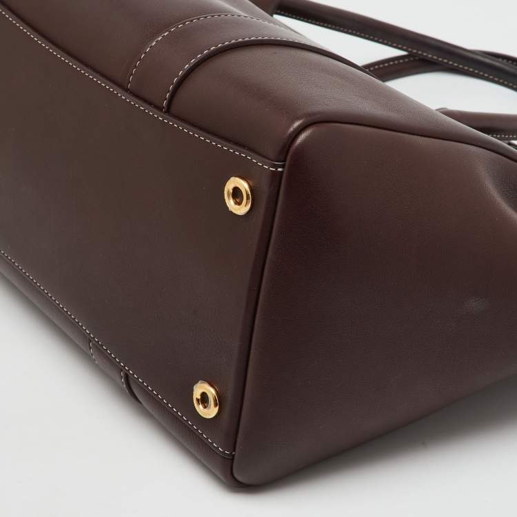 Pre Owned Loro Piana Dark Brown Leather Loom L32 Top Handle Bag