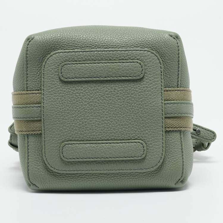 Pre Owned Loro Piana Light Green Leather Micro Bale Bucket Bag