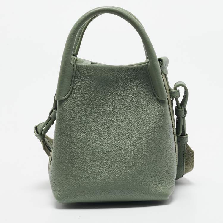 Pre Owned Loro Piana Light Green Leather Micro Bale Bucket Bag