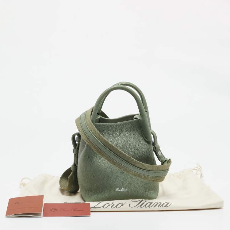 Pre Owned Loro Piana Light Green Leather Micro Bale Bucket Bag