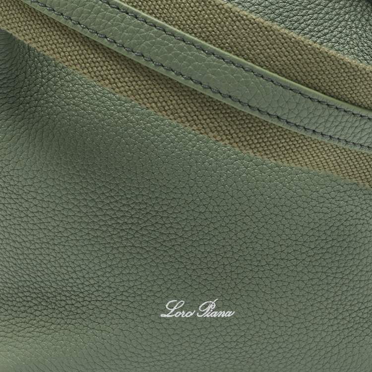 Pre Owned Loro Piana Light Green Leather Micro Bale Bucket Bag