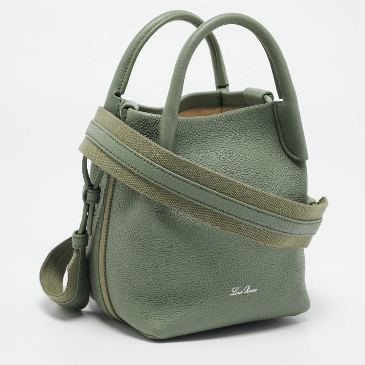Pre Owned Loro Piana Light Green Leather Micro Bale Bucket Bag
