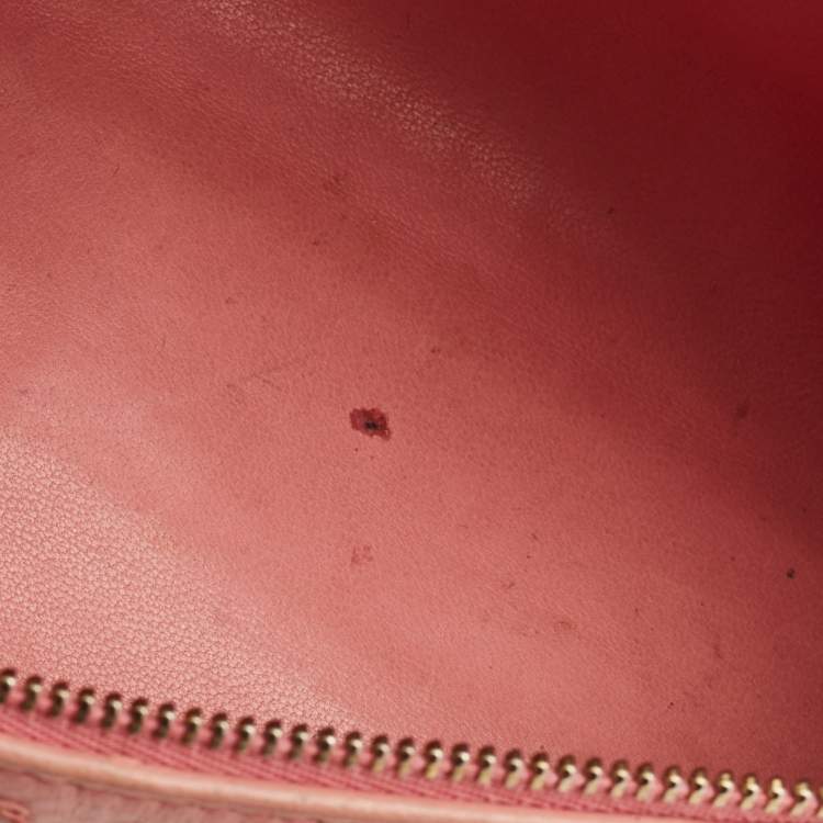 Pre Owned Loro Piana Pink Ostrich Leather Extra Pocket L19 Pouch