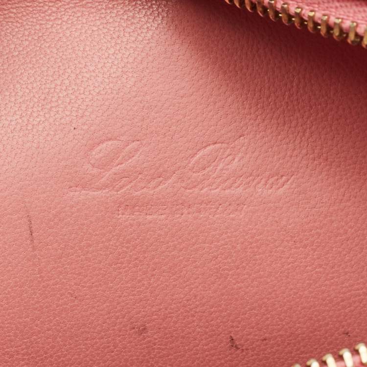 Pre Owned Loro Piana Pink Ostrich Leather Extra Pocket L19 Pouch