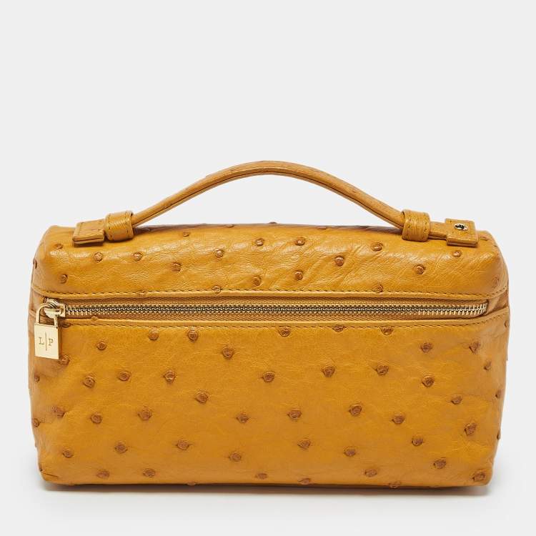Pre Owned Loro Piana Mustard Ostrich L19 Extra Pocket Pouch