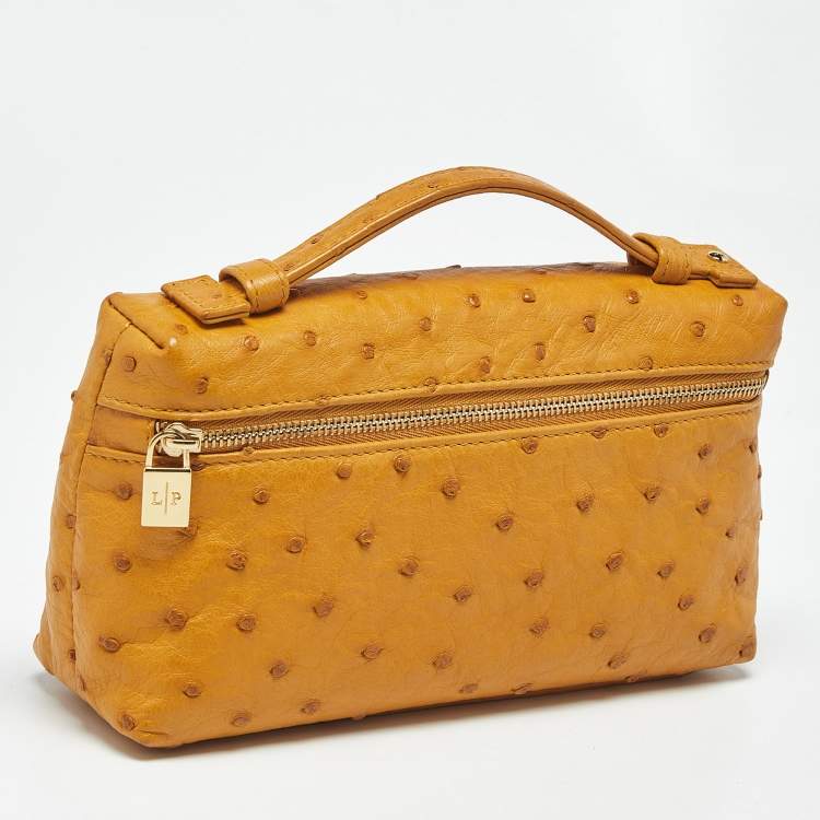 Pre Owned Loro Piana Mustard Ostrich L19 Extra Pocket Pouch