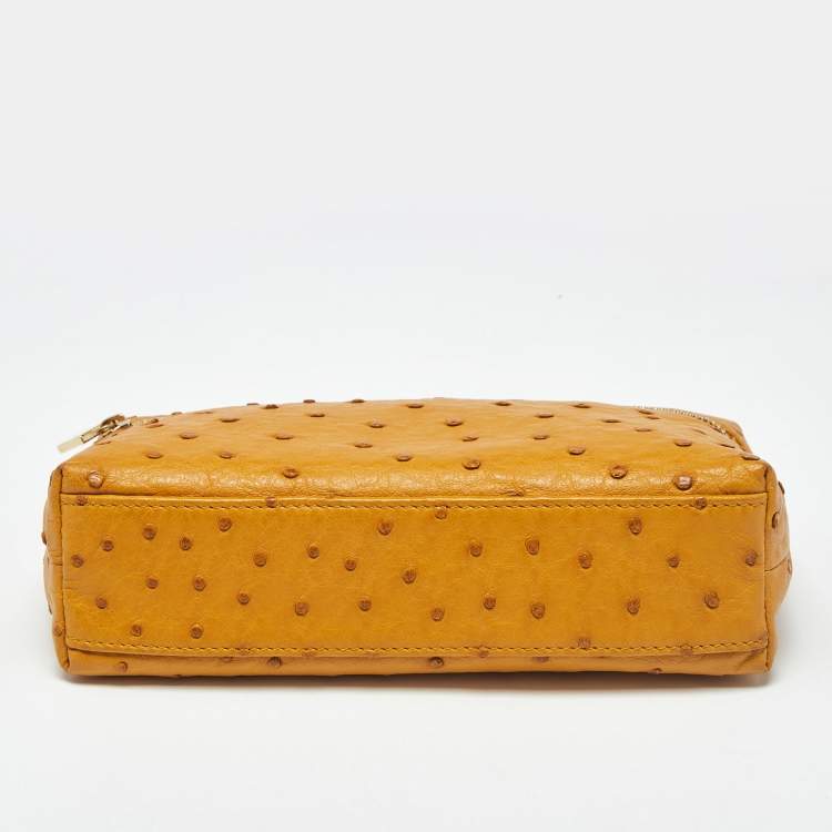 Pre Owned Loro Piana Mustard Ostrich L19 Extra Pocket Pouch