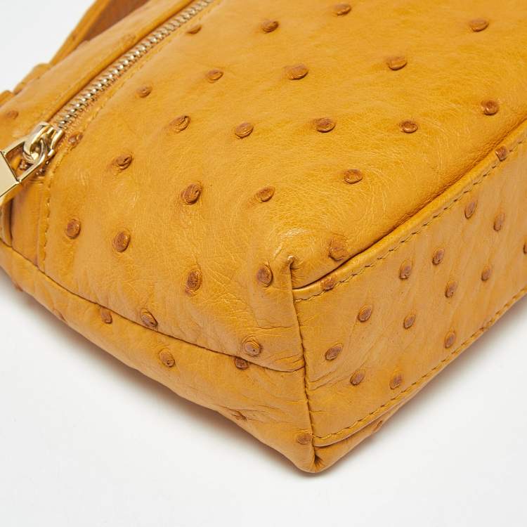 Pre Owned Loro Piana Mustard Ostrich L19 Extra Pocket Pouch