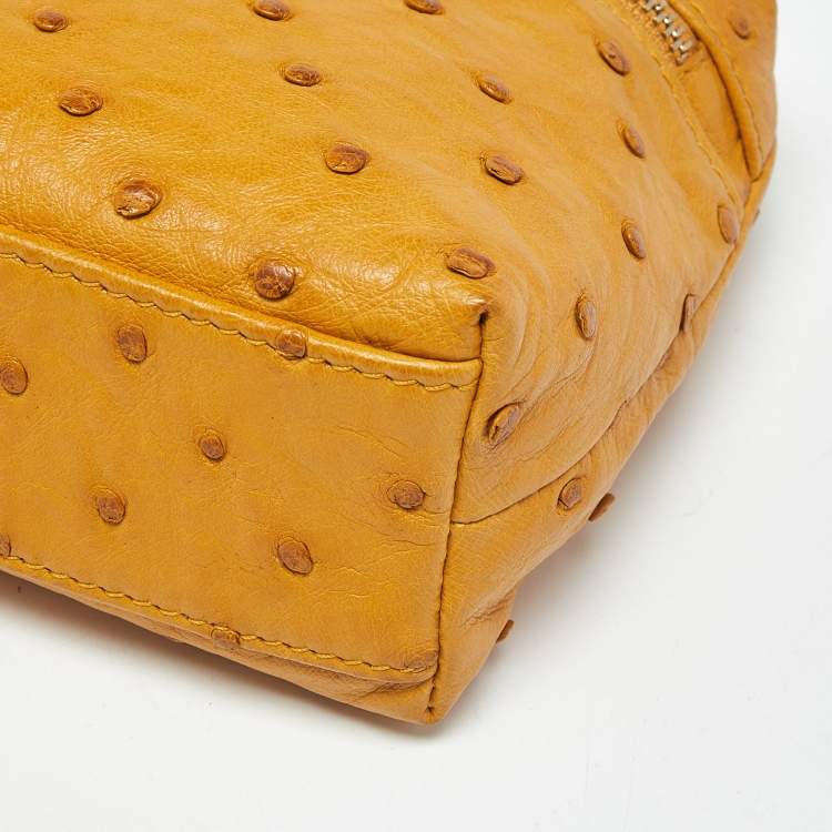 Pre Owned Loro Piana Mustard Ostrich L19 Extra Pocket Pouch