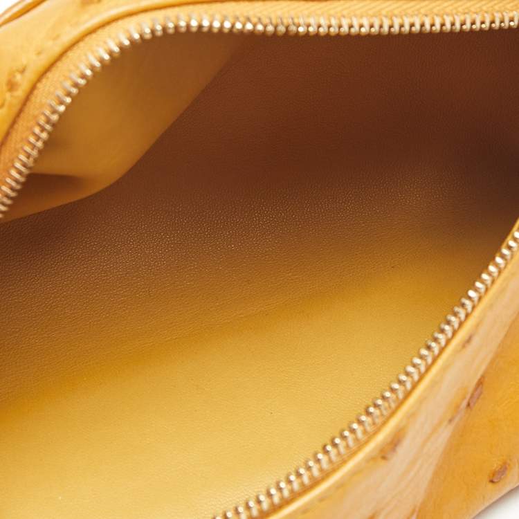 Pre Owned Loro Piana Mustard Ostrich L19 Extra Pocket Pouch