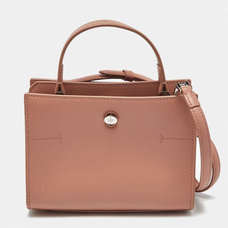 Pre Owned Loro Piana Nude Beige Leather Petite Odessa Top Handle Bag