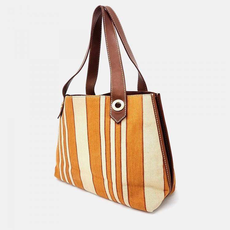 Pre Owned Loro Piana Orange Fabric Shoulder Bag
