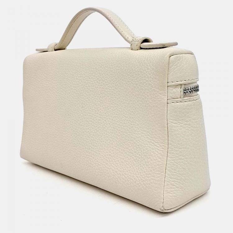 Pre Owned Loro Piana White Leather Extra Pocket L19 Pouch Bag