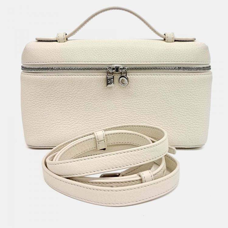 Pre Owned Loro Piana White Leather Extra Pocket L19 Pouch Bag