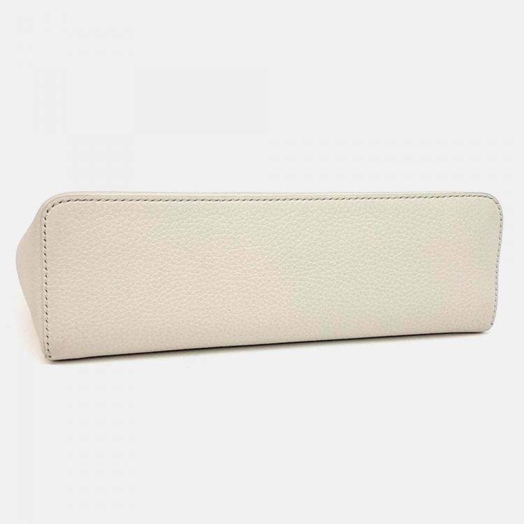 Pre Owned Loro Piana White Leather Extra Pocket L19 Pouch Bag