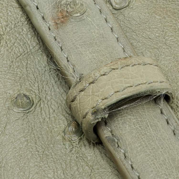 Pre Owned Loro Piana Mint Green Ostrich Extra Pocket L27 Bag