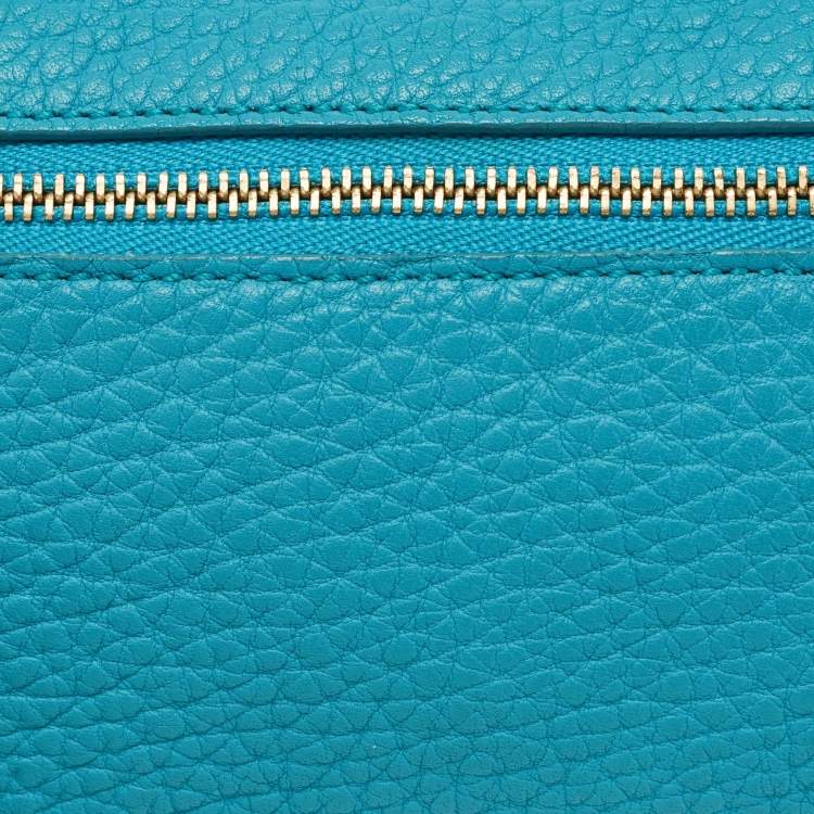 Pre Owned Loro Piana Blue Leather Mini Extra Pocket Pouch