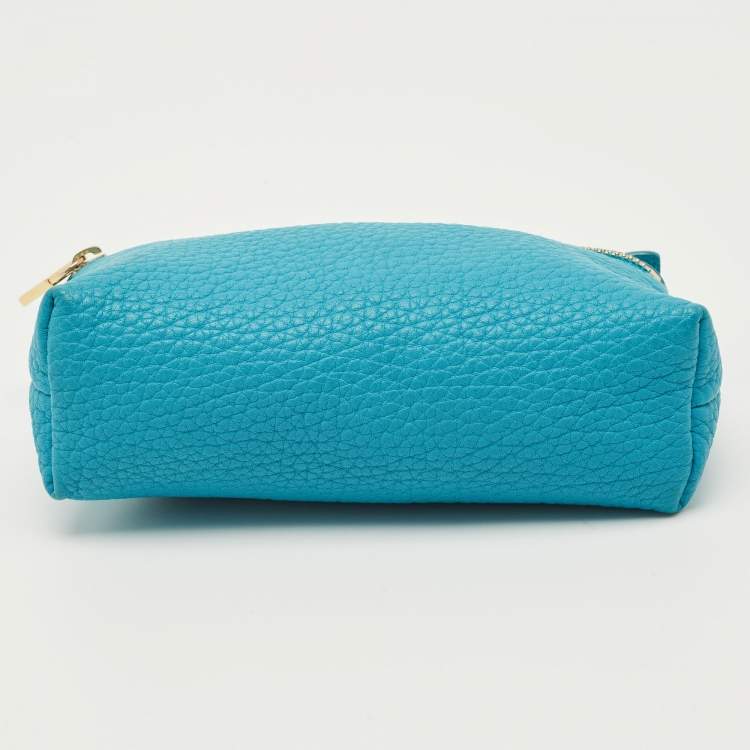 Pre Owned Loro Piana Blue Leather Mini Extra Pocket Pouch