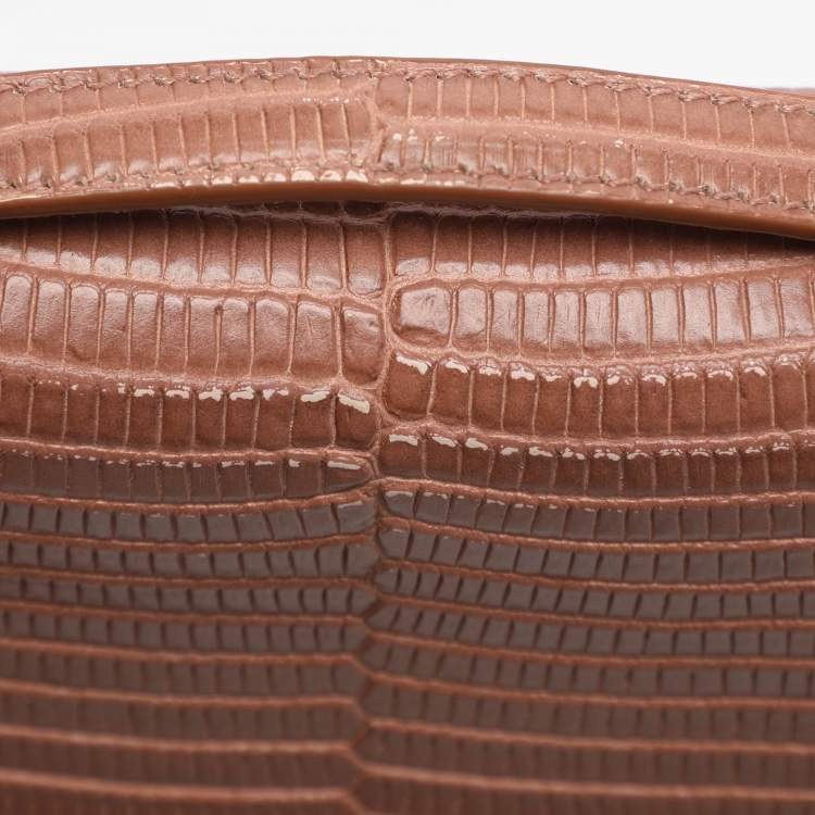 Pre Owned Loro Piana Brown Lizard Extra Pocket L19 Pouch