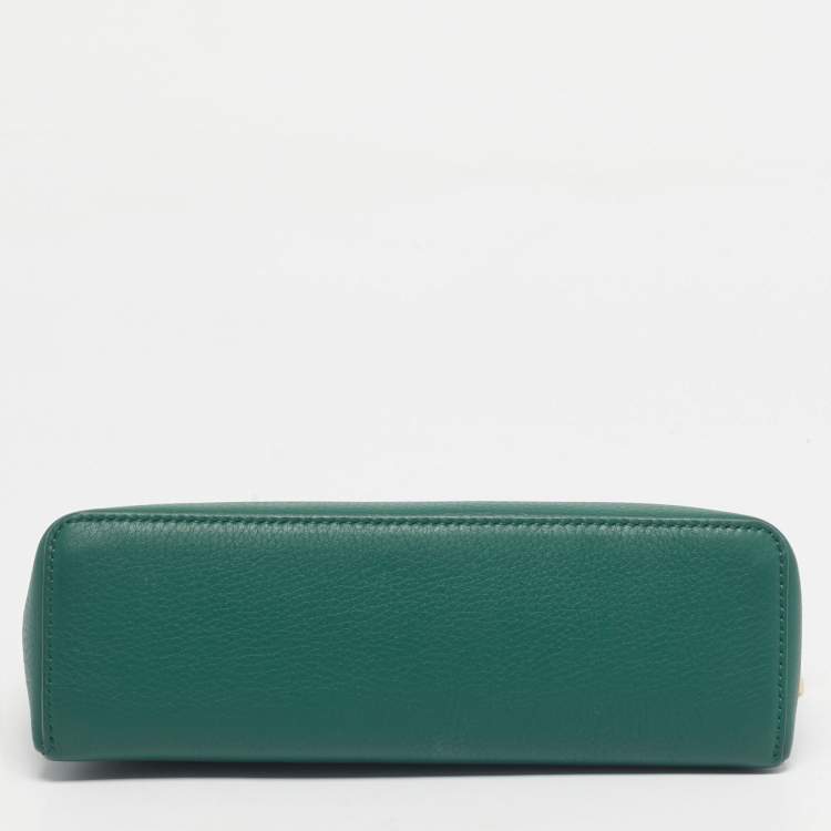 Pre Owned Loro Piana Green Leather Extra Pocket L19 Pouch